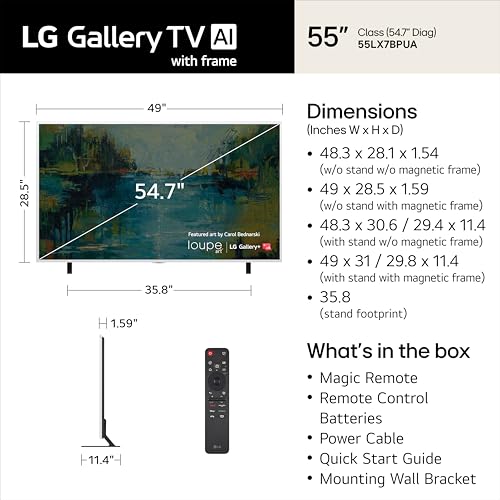 Image of LG 55-Inch Class Gallery TV QNED AI LX7B Series Mini LED Smart TV with Included Snow White Frame, HDR10, AI Super Upscaling 4K, Filmmaker Mode, Wow Orchestra, Compatible with Alexa (55LX7BPUA, 2026)