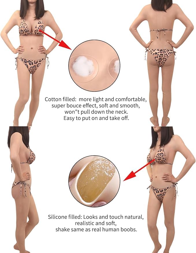Image of Silicone Bodysuit With Breast Plate With Legs Can Pee and Inserted For C Cup For Crossdress Transgender Drag Queen
