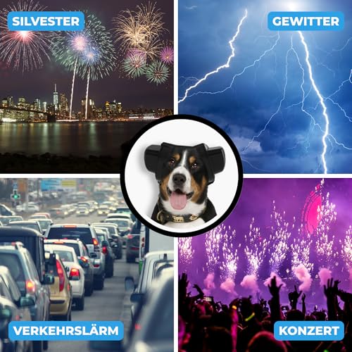BOLLSEN Dog+ Gehörschutz für Hunde | Verstellbarer Ohrenschutz & Lärmschutz für alle Hunderassen, reduziert Geräusche um ca. 27 dB – ideal bei Silvester, Gewitter & Arbeit (S)