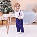 Booulfi Toddler Suit for Boys Wedding Ring Bearer Outfits Formal Outfit Royal Blue Toddler Tuxedo 3t-4t Suits for Boys Clothes with Shirt Suspender Pants