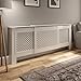 Price comparison product image DuraTherm® Radiator Cover White Painted Traditional Cross Slat Shelves MDF Cabinet Shelf for Radiators, Living Rooms, Bedrooms, Adjustable