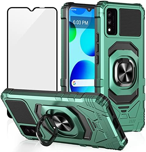 Ailiber Phone Case for Alcatel TCL 30T (T603DL), TCL 30 T Case with Screen Protector, Ring Kickstand for Magnetic Car Mount Military Grade, Heavy Duty Shockproof Protective Cover for TCL 30T-Green