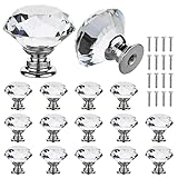 16PCS Pomelli Vetro Cristallo 30mm Pomelli Cassetti Mobili Armadio Comodino Pomelli per Cucina Camere