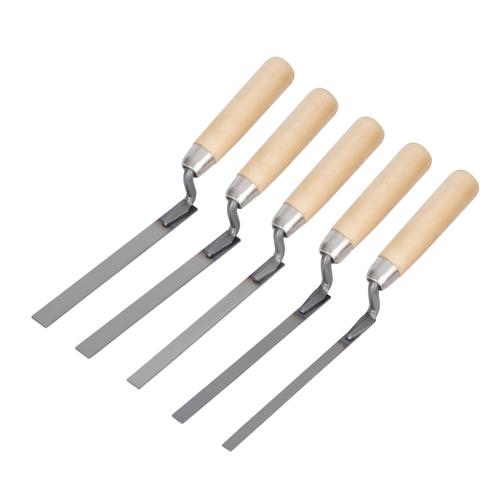 Luckwaii 5 Pcs Pointing Trowel Set 6 8 10 12 14 mm Stainless Steel Finger Trowel Stiff Tuck Repointing Tool with Wooden Handle for DIY & Bricklayer Brickwork Repointing & Gap Filling Tools