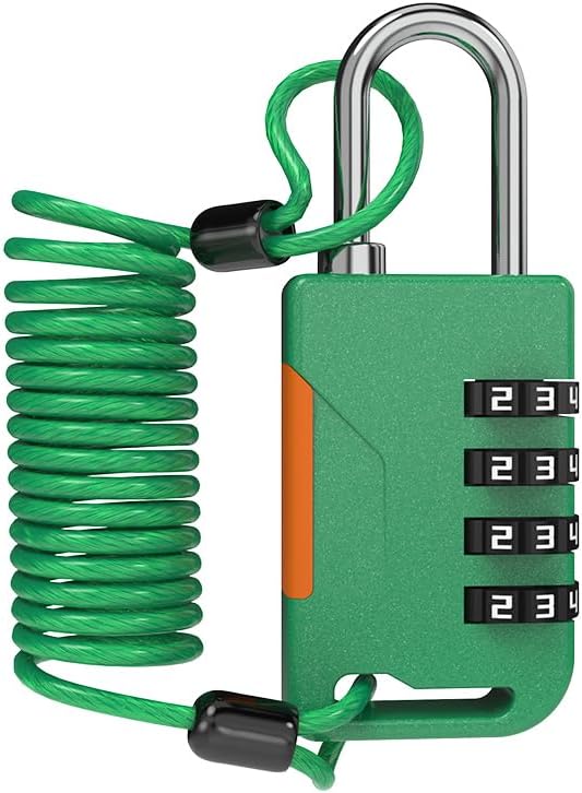 Cerradura combinada con cable retráctil (35.8 in), combinación de candado de cable, candado de esquí para uso al aire libre, equipaje, tabla de