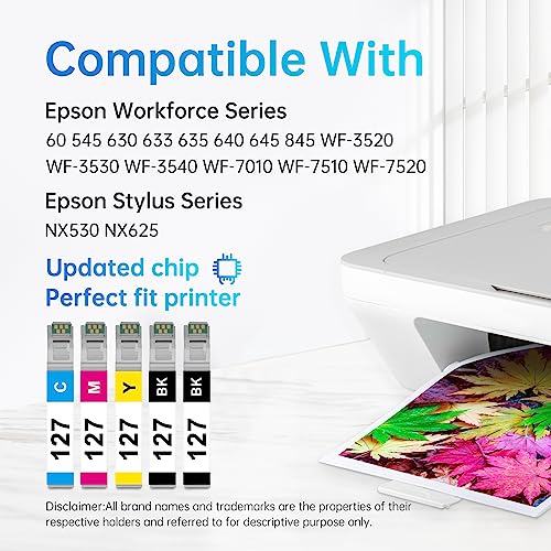Lemero Remanufactured Ink Cartridge Replacement For Epson 127 T127 Ink Cartridges For Wf-3520 Wf-3540 Workforce 845 645 840 635 Printer (4 Black, 2 Cyan, 2 Magenta, 2 Yellow, 10 Pack) #TOP1