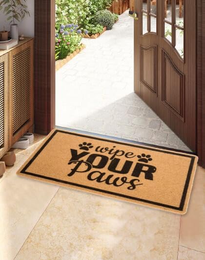 Miniatura 7 de Wipe-Your-Paws-Felpudo  Tapete de bienvenida con huella animal para exteriores e interiores, tapete divertido para puerta de entrada exterior,