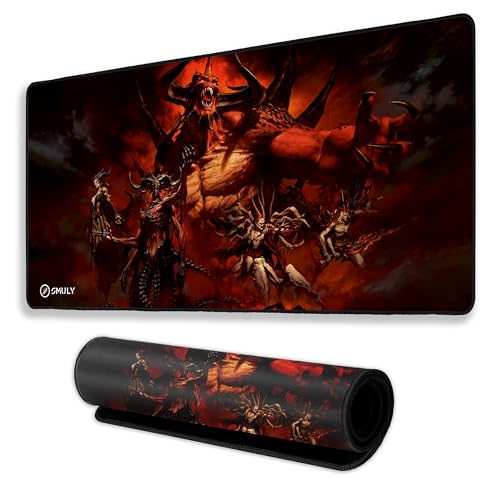 Image of Demon King Army Mouse Pad 18x36 Inch 3mm Extended Gaming Desk Mat with Anti-Slip Rubber Base Mousepad for Smooth Surface Desk pad for PC & Laptop Use Waterproof & Stiched (Multicolour) Deskpad