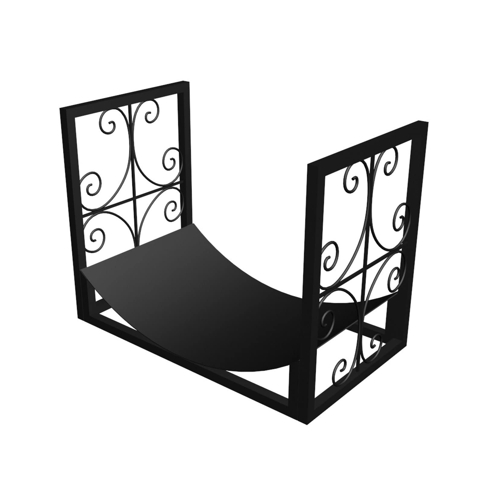 Support à bois d'intérieur design en fer forgé pour ranger les bûches du poêle