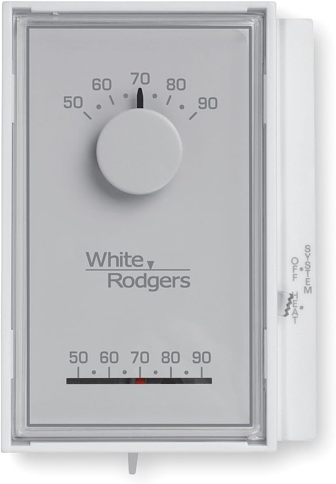 White-Rodgers Low V Mechanical Tstat, 50 to 90F, White - 1E50N-301