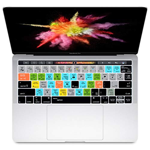 HRH Lightroom Shortcuts Hotkey Silicone Keyboard Cover Skin for MacBook New Pro with Touch Bar 13 Inch and 15 Inch(A2159/A1989/A1706,A1990/A1707) 2019 2018 2016 2017 Release US Version
