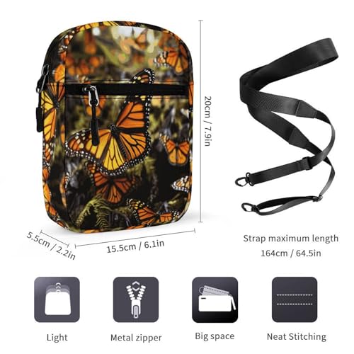 Personalized Small Crossbody Bag Water Resistant Messenger Bags Mini Orange Butterflies Printing SlingBag For Men Women2