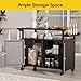 MU Outdoor Bar Cart with Storage and Wheels, Outdoor Bar Table with Tempered Glass Top & Shelf, Rolling Wicker Storage Cabinet with Rounded Handle & Side Basket for Backyard, Poolside, Garden, Black