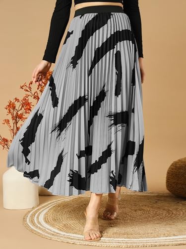 Image of ZWERLON | Effortlessly and Beautiful Floral | Floral Pleated Maxi Skirts for Women | Perfect Long Sleeve, Elastic Waist