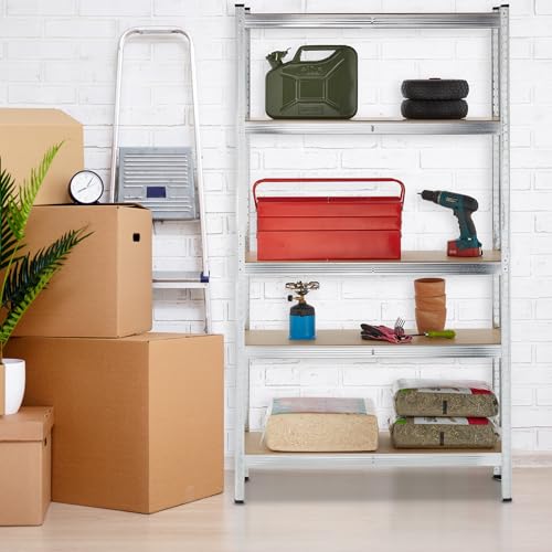Estanterías metálicas de almacenaje Relaxdays para taller, 5 baldas ajustables 3