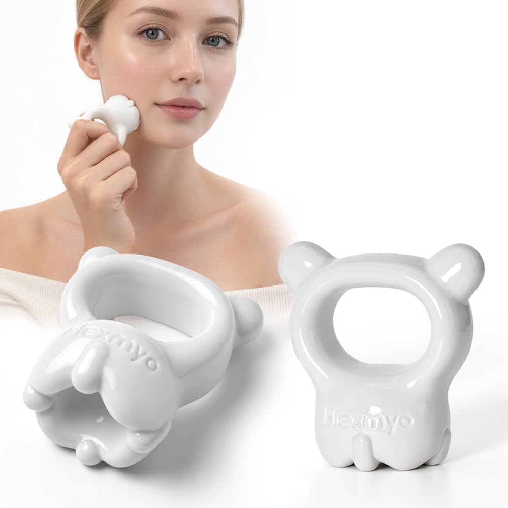 Ceramic Gua Sha Tool for Face & Body Massage – Ring Fascia Massager for Lymphatic Drainage, Facial Sculpting & Muscle Relief, Non-Toxic Clay Ceramic, Korean Beauty Skincare Tool, US Patented (2 Pack)