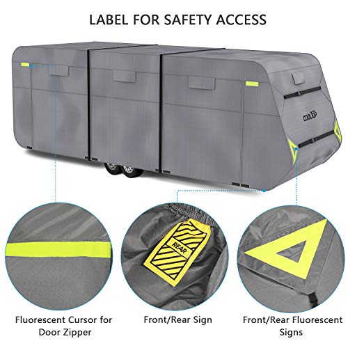 COOLTOP Travel Trailer RV Camper Cover for 26'1''-28'6'', Upgraded 300D Waterproof Jayco Trailer Cover Breathable Anti-UV Ripstop for RV Motorhome with Adhesive Patch & Storage Bag - Thumbnail 5