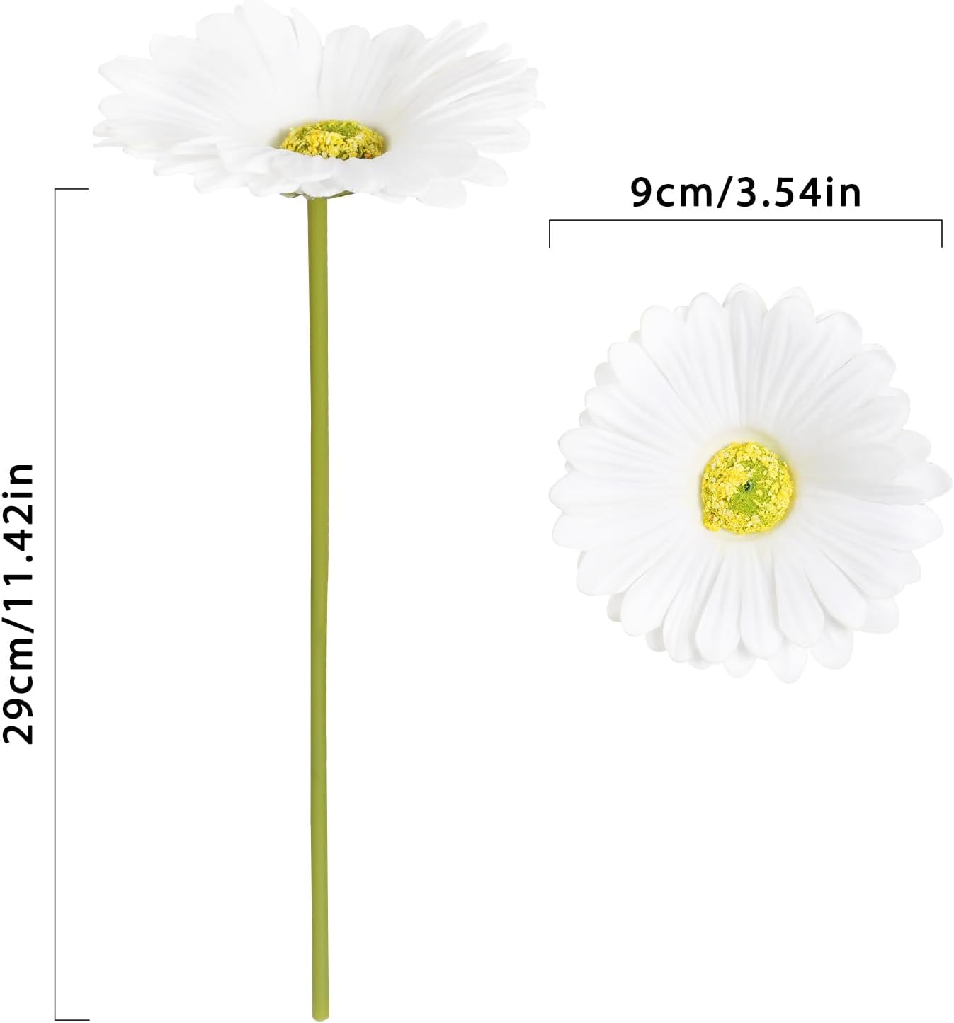 IPOPU Gerbera Daisy Artificial Flowers,20PCS White Daisy Artificial Flowers Fake Daisies for Wedding Party Office Home Decorations(White) - Image 2