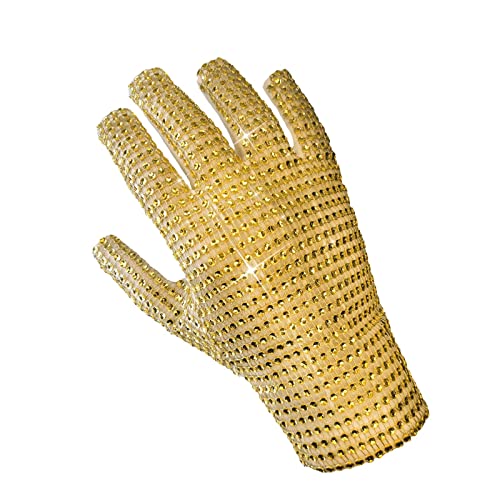 ZUROLEE Rhinestone Glove Golden Sequin Dance Gloves Classic Diamond Rhinestone Punk Glove (Left)