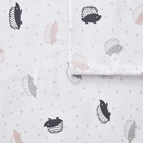 Image of Intelligent Design Cozy Soft 100% Cotton Flannel Print Animals Stars Cute Warm, Ultra Soft Cold Weather Sheet Set Bedding, Full, Pink /Grey Hedgehogs 4 Piece
