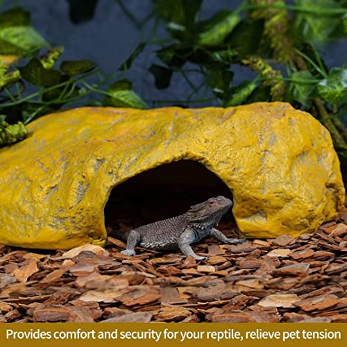 Reptile Hide Snake Cave Large Simulation Stone Resin Hideout Leopard Gecko Lizard Tank Accessories Bearded Dragon Habitat Terrarium Decoration Rock For Spider Frog Amphibian #TOP2