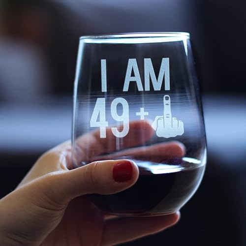 Miniatura 4 de 49 + 1 dedo medio  Copa de vino sin tallo de 50 cumpleaños para mujeres y hombres  Bonita idea de regalo de vino divertida  Copas de cumpleaños