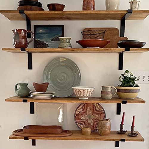 Future Way FW-001BA 12 Inch Wall Shelf Brackets (Match 11.25 Inch Board) 4Pcs, Heavy Duty Black Metal, Garage, Kitchen, Laundry Room Floating Shelves Hardware thumb #6
