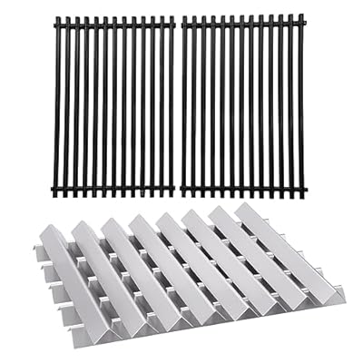 GasSaf 17.4 Inch Cooking Grill Grates 7525 and Flavorizer Bars 7538 65901 Replacement for Weber Genesis I- IV, Genesis Platinum I, Genesis Platinum II, Genesis 1000-5000 Models Grills