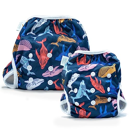 Image of Bambi & Boo Reusable Swim Diapers, Full Size Pack N-6, Adjustable, Soft & Breathable for Toddlers & Babies, Newborn Swim Diaper to 40 Months Old, Ideal for Swimming Less