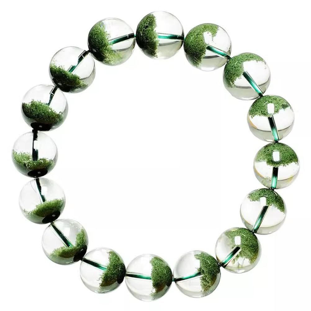 Grünes Phantomquarz-Armband | Natürliche Stretch-Schatzbecken-Kristallarmbänder | Runde Energie-Edelsteinperlen | Für Frauen & Männer, Paare,13mm
