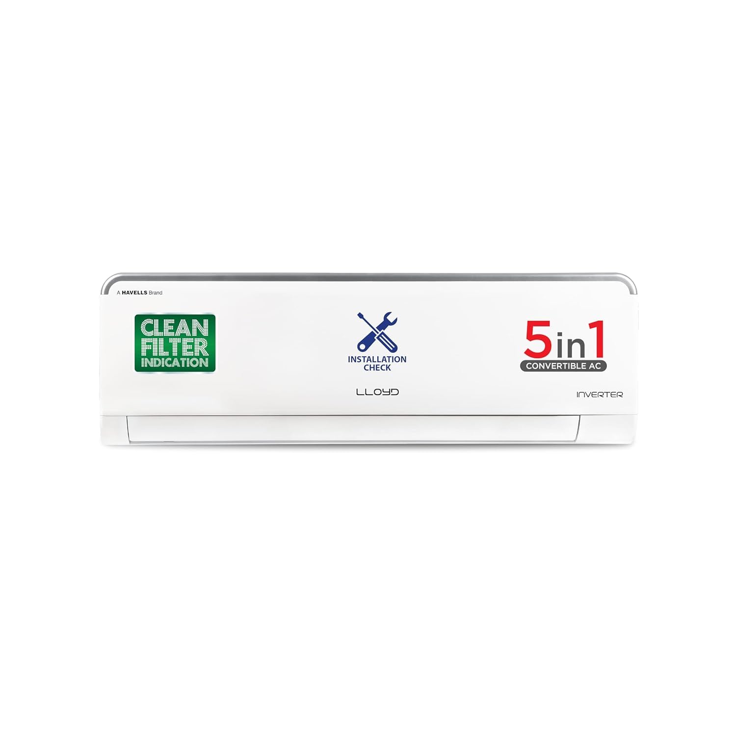 Lloyd 0.8 Ton 3 Star Inverter Split AC (6 in 1 Convertible, Cools Even at 52°C, 100% Copper, Anti-Viral + PM 2.5 Filter, White with Silver Deco Strip, GLS09I3FOASR)