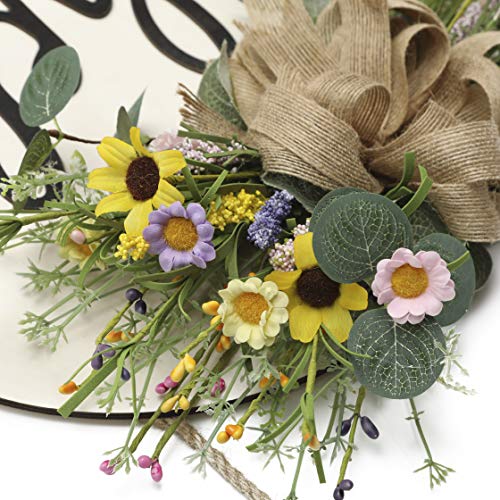 Welcome Sign For Front Door Wooden Hanging Sign Daisy And Lavender Spring And Summer Wreath For Front Porch Outdoor Restaurant Home Decoration #TOP6