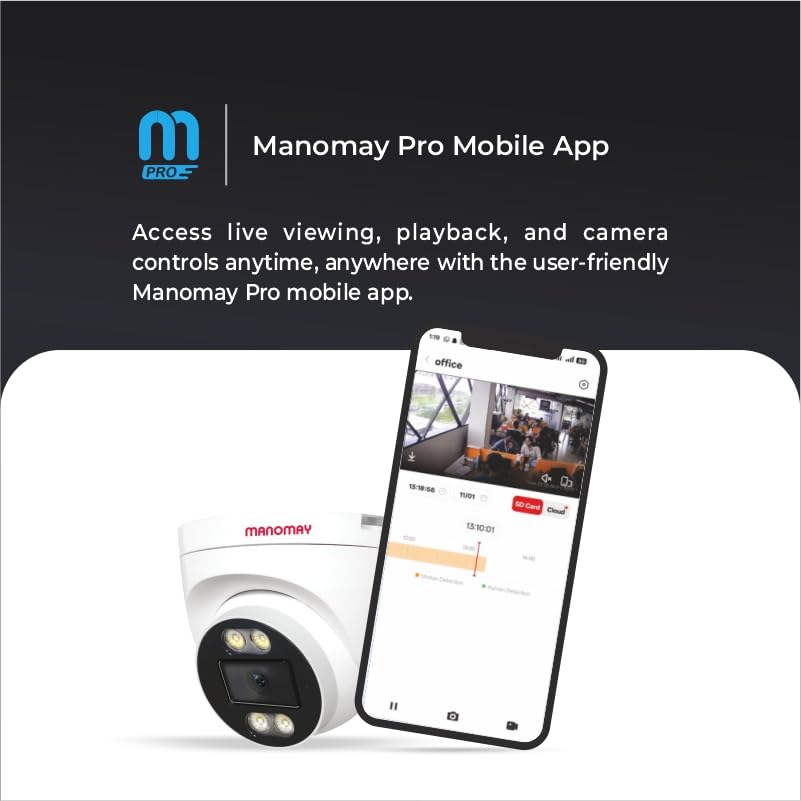 Image of MANOMAY 3MP WiFi CCTV Dome Camera (Pack of 2) BIS-ER STQC Certified, Full Color Night Vision, AI Human Detection, 2-Way Audio, 10X Zoom, Memory Card Up to 256GB, Cloud Storage, Alexa Support