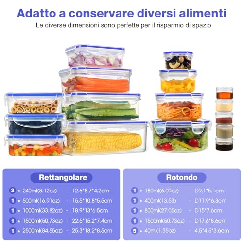YASHE 32 Pezzi Contenitori Ermetici per Alimenti, senza BPA Contenitore Plastica con Coperchio, Contenitori Cucina Organizer per Dispensa, Credenza, Sicuro nel Microonde e Lavastoviglie - immagine 3