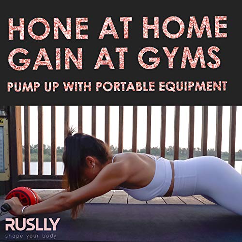 RUSLLY Ab Roller Wheel – Nonslip, Home Workout Equipment Set for Women – 4-in-1 Fitness Set with Jump/Skipping Rope, Knee Exercise Mat, Towel, Indoor/Outdoor Gym Workout Gear for Core