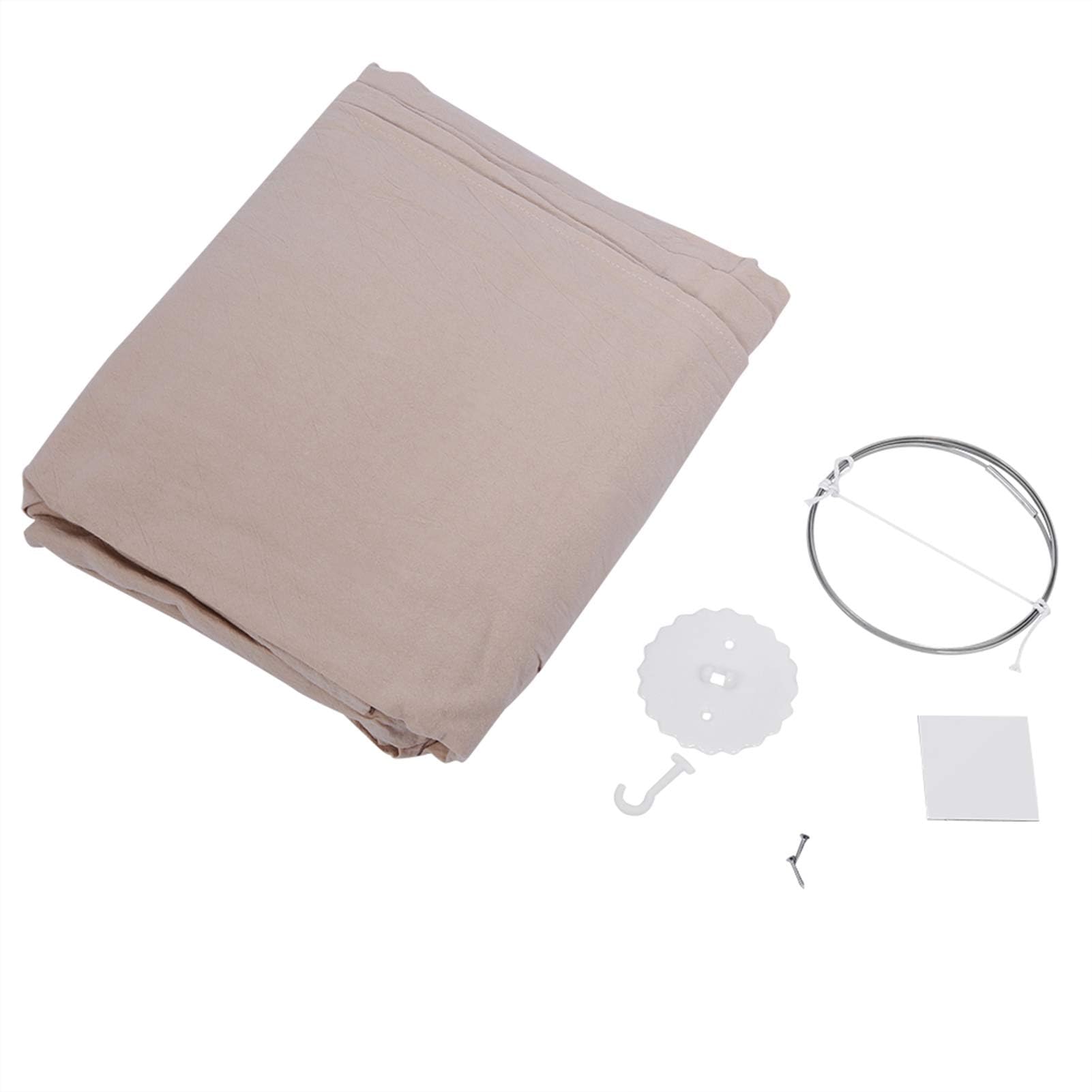 Rundes Babybett Moskitonetz Kuppel aus Baumwolle, Khaki Baldachin Vorhang für Kinderbett mit Stahlring, 235cm Höhe, 50cm Durchmesser, inkl. Montagezubehör