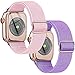 [2 Pack] Stretchy Nylon Strap Compatible with Kids Apple Watch Band, Replacement Bands for iWatch Series SE 8 7 6 5 4 3 38mm 40mm 41mm for Boy Girl Small Wrist - Pink+LilacPurle.