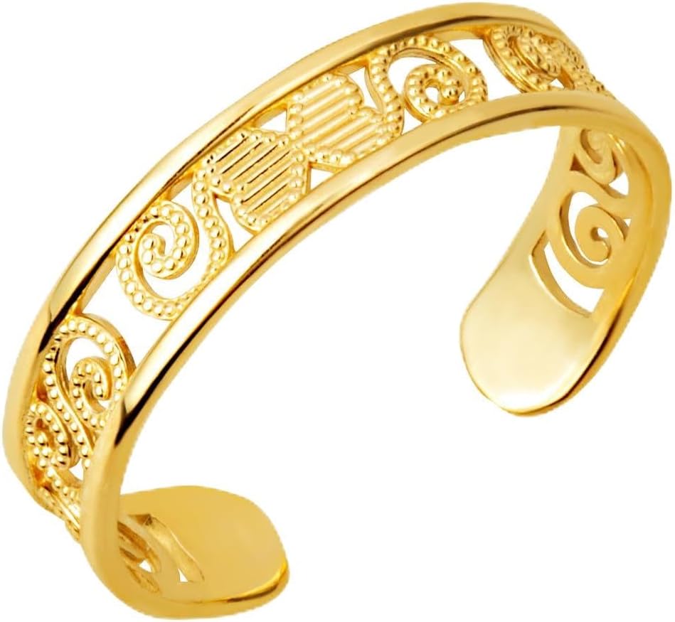 Claddagh Gold 10K and 14K Yellow Gold Women's Bohemian Chic Filigree Toe Ring