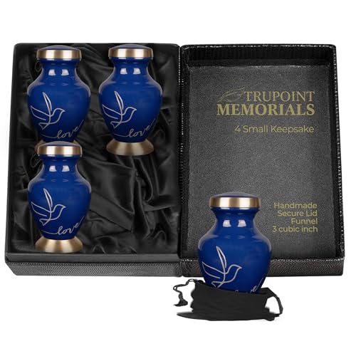 Trupoint Memorials Small Urns: Mini Adult Keepsake Set of 4 Dark Blue