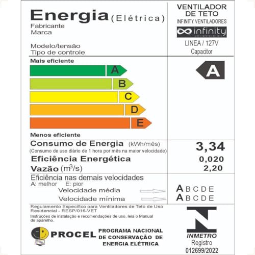 Ventilador De Teto 1054 Línea 4 Pás Mdf com Led 18w Incluso Marca Infinity (127V LED 3000K QUENTE, C