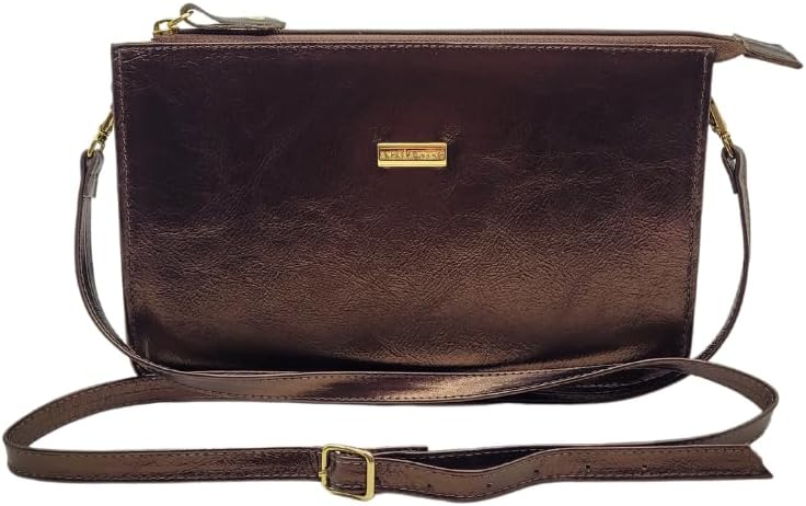 Bolsa Feminina Transversal de Couro Legítimo Porta Celular Cartões Docs Moda Premium