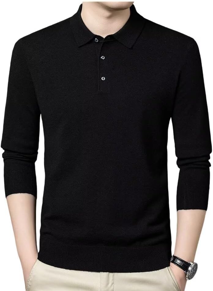 Men's 100% Wool Polo - Style Sweater