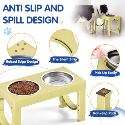 Image of XIAZ Elevated Dog Bowls Large Breed Raised Dogs Bowl Stand Large /Medium Sized Dog Stainless Steel Food Water Bowl Stands 5 Heights Adjustable 9 /11 /12 /15in Pet Feeder Dish Station