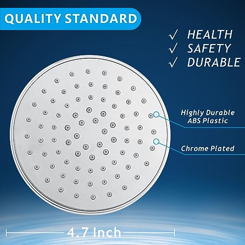 High Pressure Shower Head - 4.7“ Powerful Bathroom Pressure Boosting Rain Showerhead - Perfect Universal Replacement for Rainfall Shower Heads (Chrome) - Thumbnail 6