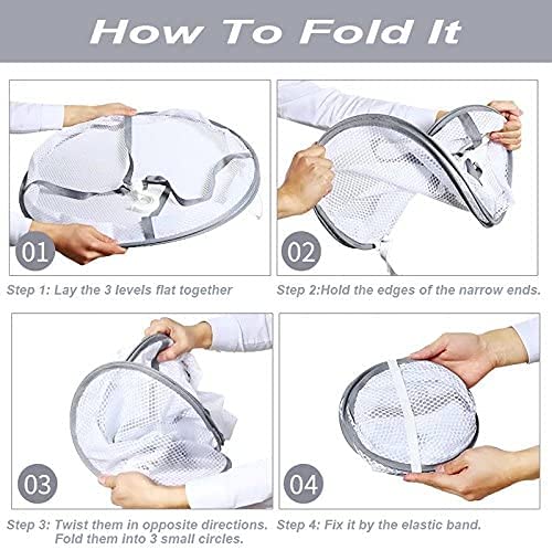 Looca LC-DR-GR 3-Tier Folded Mesh Clothes Hanging Dryer Sweater Drying Rack 30.3 Inch L * 24.5 Inch W*30.7 Inch H thumb #3