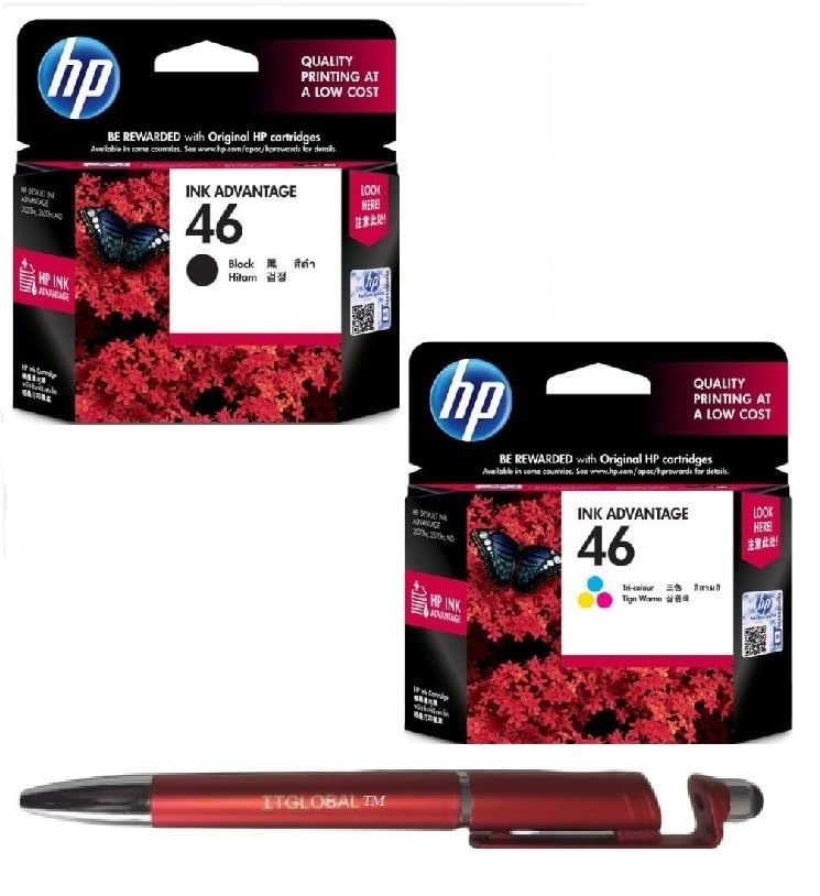 See full amazon price history chart for HP 46 Ink Cartridge (Black & Colour) (Set of 2) with 3in1 Multi-Function Mobile Phone Stand, Stylus Pen, Anti-Metal Texture Rotating Ballpoint Pen (Very Colors) HP 46 Ink Cartridge (Black & Colour) (Set of 2) with 3in1 Multi-Function Mobile Phone Stand, Stylus Pen, Anti-Metal Texture Rotating Ballpoint Pen (Very Colors) (B0CP7BCSGC) Amazon Price History, Amazon Price Tracker