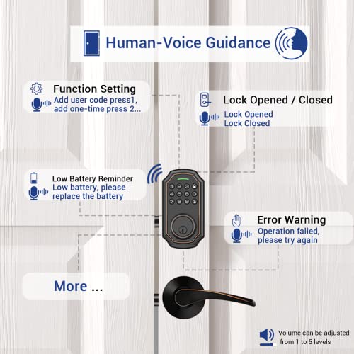 Keypad Deadbolt With Voice Prompts, Bulist Keyless Entry Door Lock With Keypad,Smart Door Lock For Front Door, Auto Lock & Disable, 1S Locking, Easy To Install And Program(Oil Rubbed Bronze) #TOP1