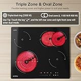 COVERCOOK Ceramic Hob 4 Zone, 60cm Built-in Electric Hob, 6700W Ceramic Cooktop with Dual Oval Zone, Touch Control, Triple Ring Function, Timer, Safety Lock, 9 Power Levels, Pause, Hard Wired - Image 4