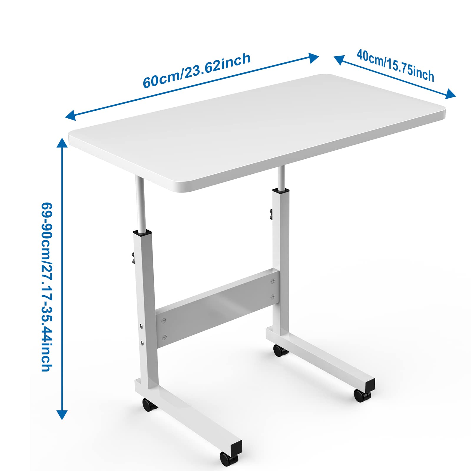 Bureau Portable PIPOXER 60x40cm - Table Ordinateur Réglable En Hauteur Avec Roulettes