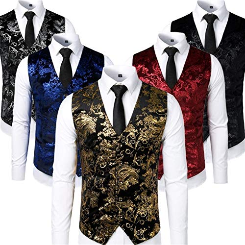 Colete masculino dourado colete colete masculino colete de casamento sem mangas slim fit floral masc